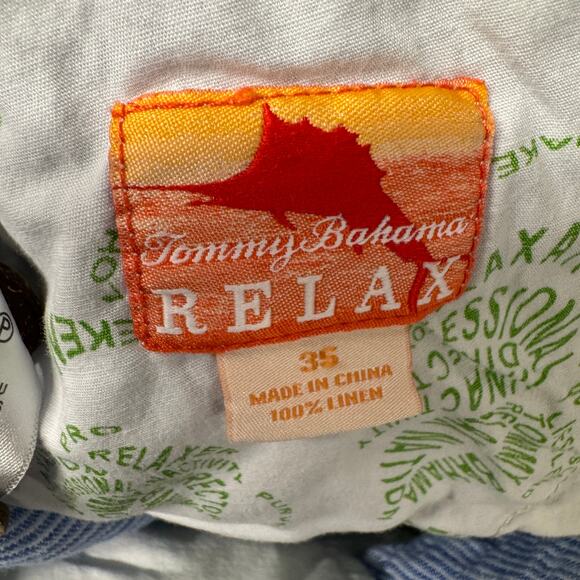 Tommy Bahama Shorts Mens 35 (36x9.5 ACTUAL) Linen Coastal Blue Stripe RELAX - Picture 6 of 9